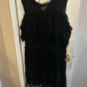 Lane Bryant Black Ruffled Lace Tiered Dress
